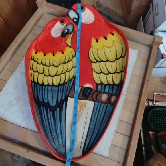 Vintage Tropical Macaw Parrot Wooden Tray / Wall Decor - Picture 8 of 9
